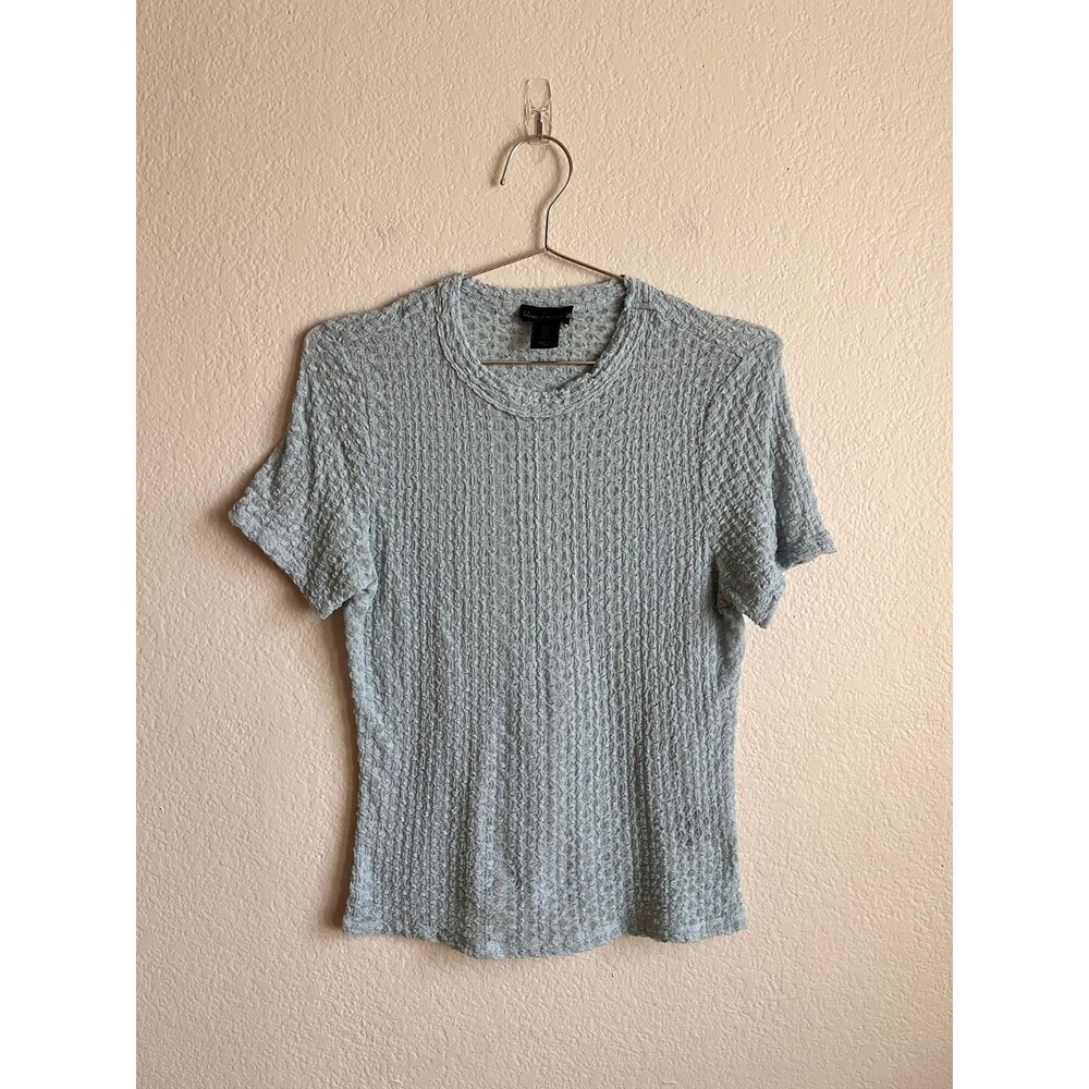 House of Harlow 1960 Textured Knit Baby Tee in Sky Blue Size LARGE